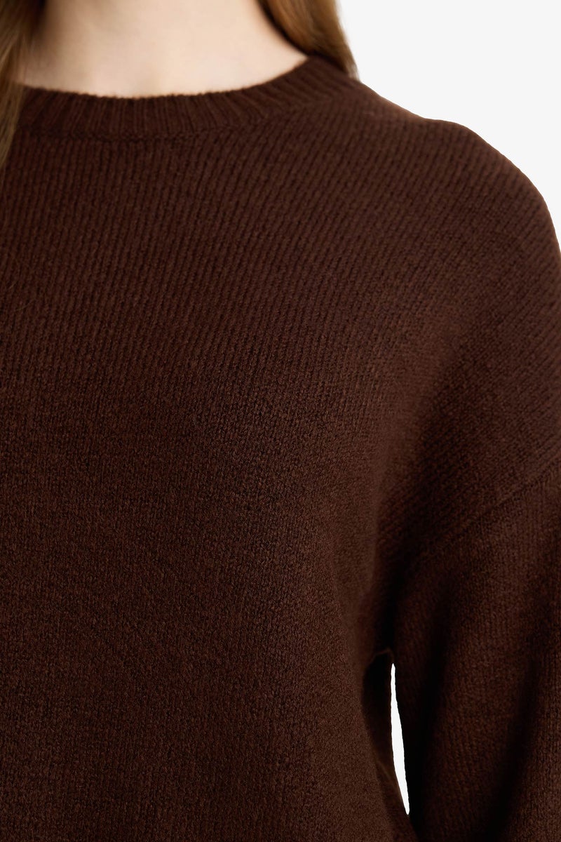 DeFacto Brown Woman Loose Fit Knitwear Tunic Casual - Image 4